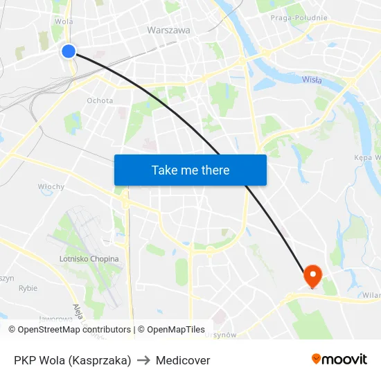 PKP Wola (Kasprzaka) to Medicover map