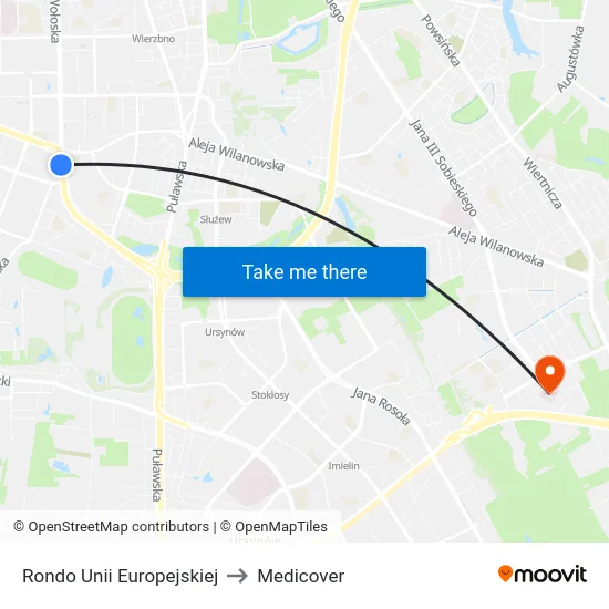 Rondo Unii Europejskiej to Medicover map