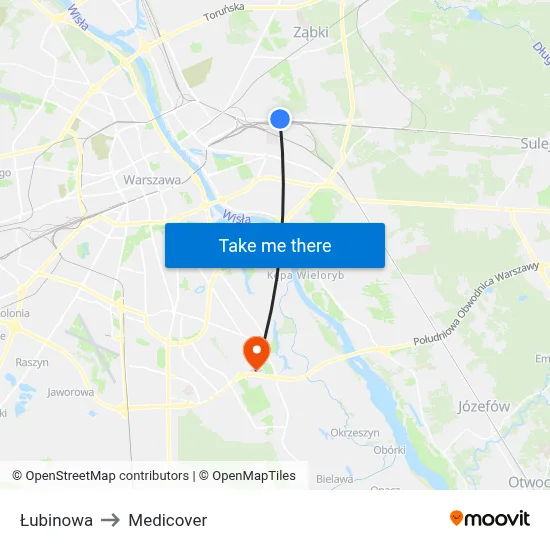 Łubinowa to Medicover map