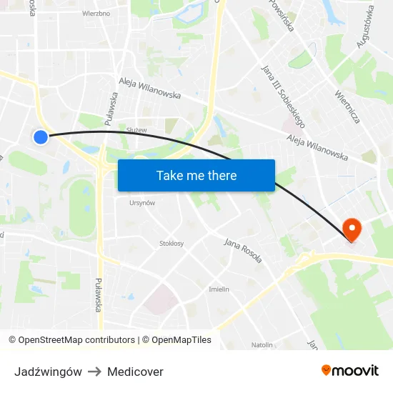 Jadźwingów to Medicover map