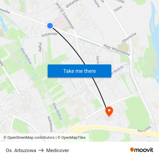 Os. Arbuzowa to Medicover map