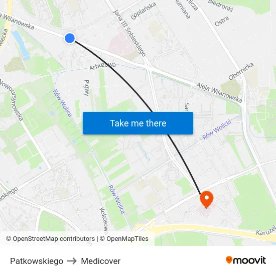 Patkowskiego to Medicover map