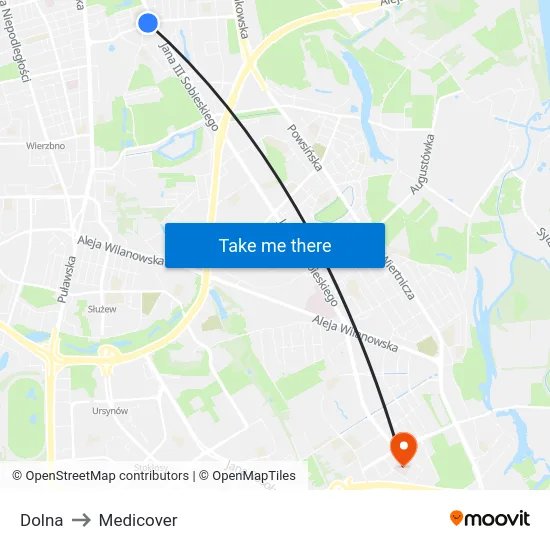 Dolna to Medicover map