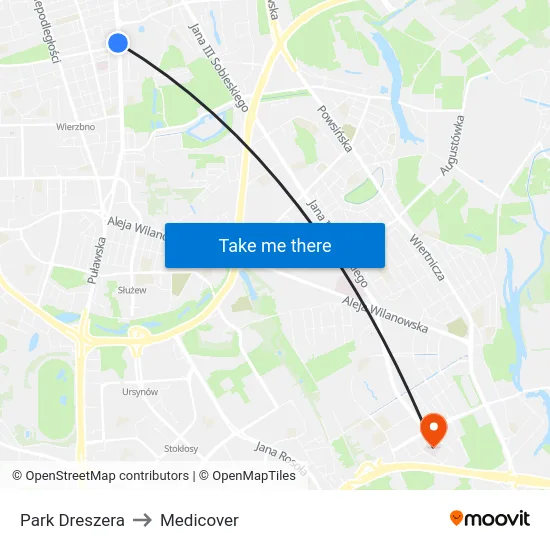 Park Dreszera to Medicover map
