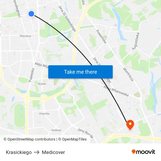 Krasickiego to Medicover map