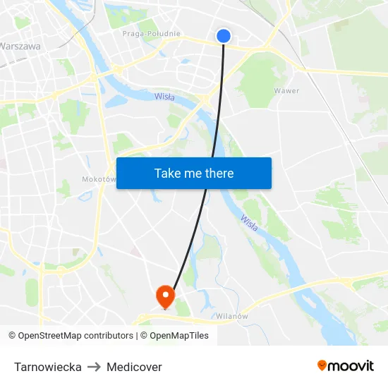 Tarnowiecka to Medicover map