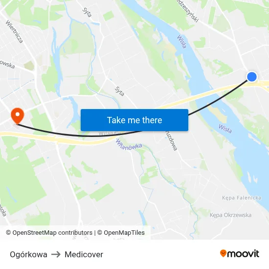 Ogórkowa to Medicover map