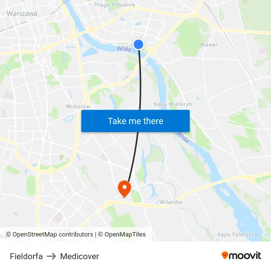 Fieldorfa to Medicover map