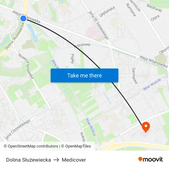 Dolina Służewiecka to Medicover map