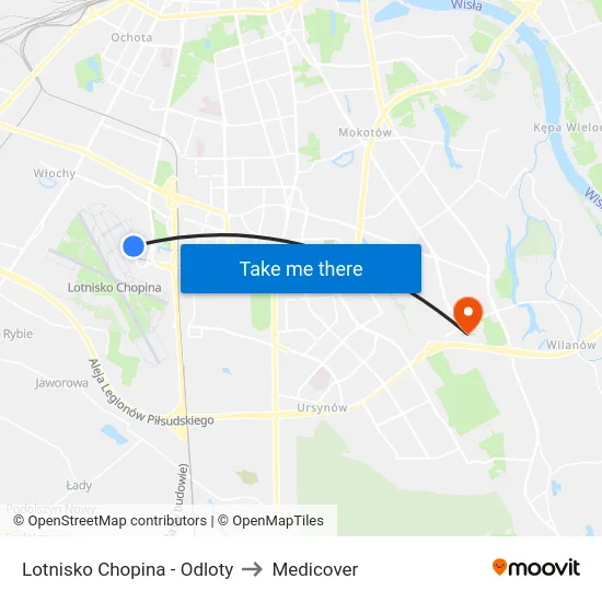 Lotnisko Chopina - Odloty to Medicover map