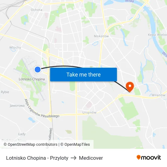 Lotnisko Chopina - Przyloty to Medicover map
