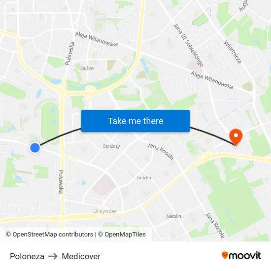 Poloneza to Medicover map