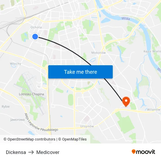Dickensa to Medicover map