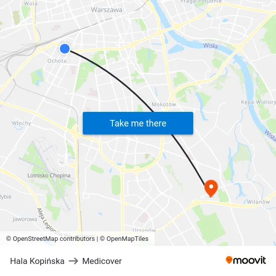 Hala Kopińska to Medicover map
