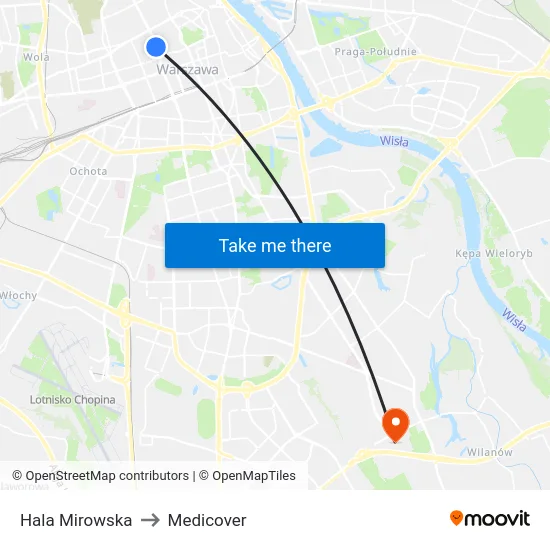 Hala Mirowska to Medicover map