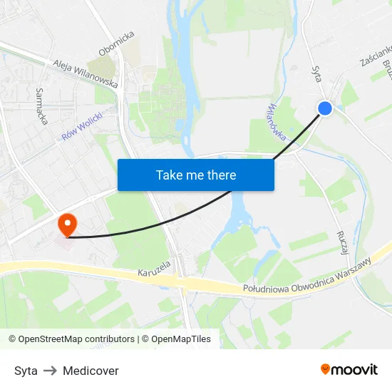 Syta to Medicover map