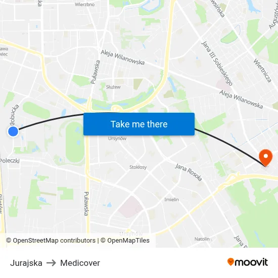 Jurajska to Medicover map