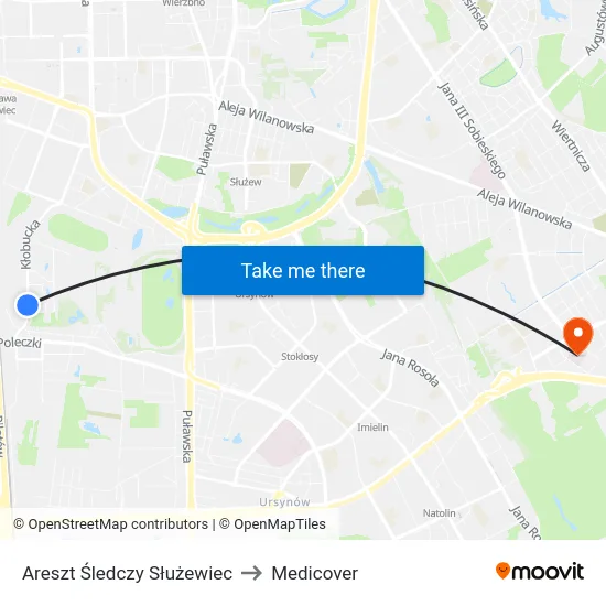 Areszt Śledczy Służewiec to Medicover map