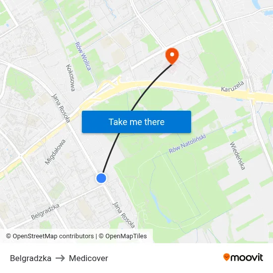 Belgradzka to Medicover map