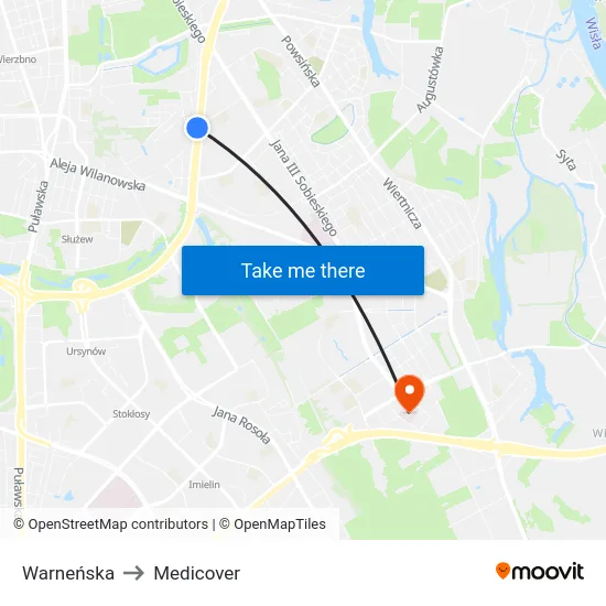 Warneńska to Medicover map