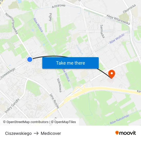 Ciszewskiego to Medicover map