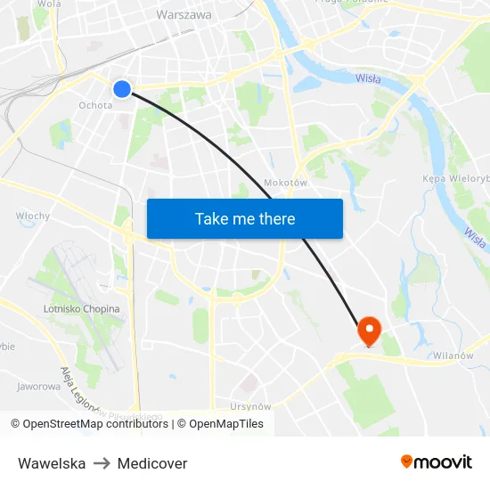 Wawelska to Medicover map