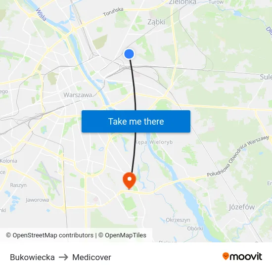 Bukowiecka to Medicover map