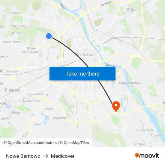 Nowe Bemowo to Medicover map