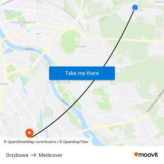 Grzybowa to Medicover map