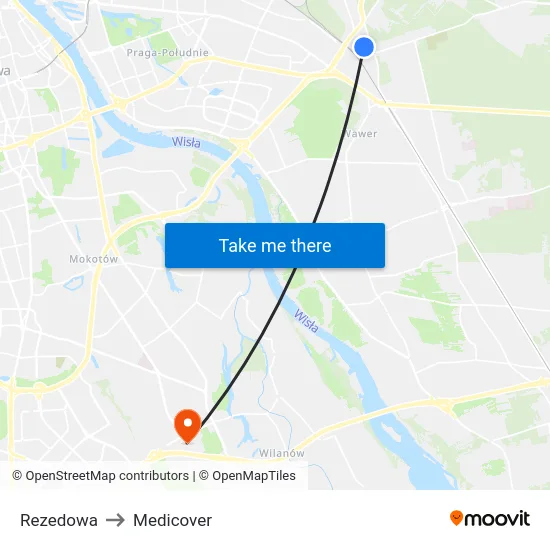 Rezedowa to Medicover map