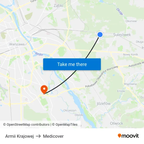 Armii Krajowej to Medicover map
