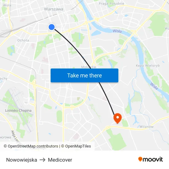 Nowowiejska to Medicover map