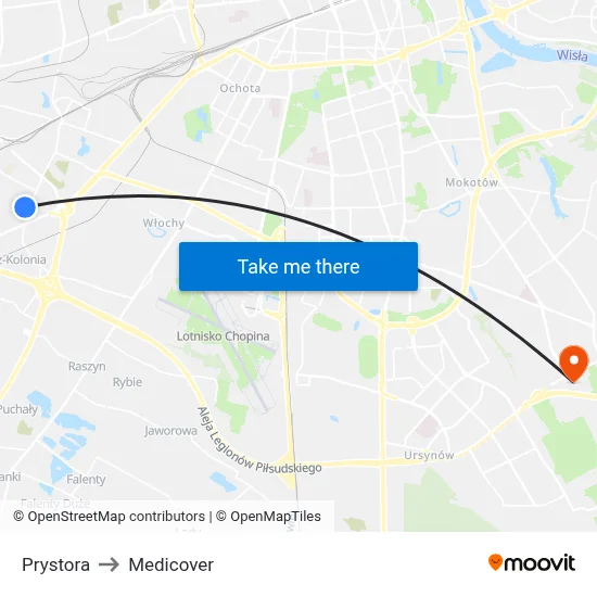 Prystora to Medicover map