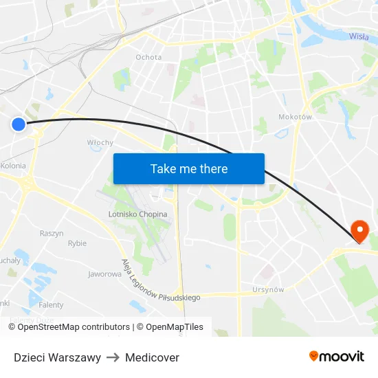 Dzieci Warszawy to Medicover map