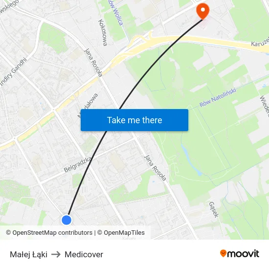 Małej Łąki to Medicover map