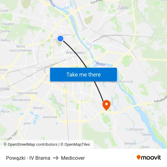 Powązki - IV Brama to Medicover map