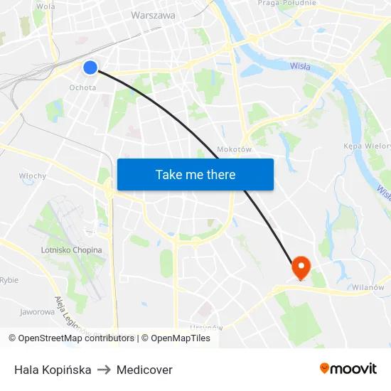 Hala Kopińska to Medicover map