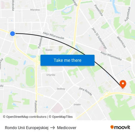 Rondo Unii Europejskiej to Medicover map