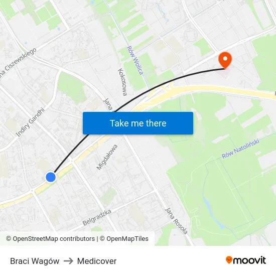 Braci Wagów to Medicover map