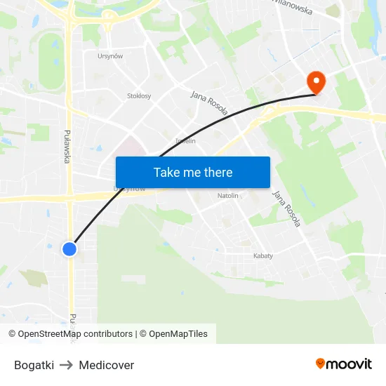 Bogatki to Medicover map