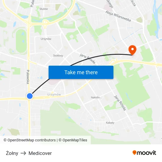 Żołny to Medicover map