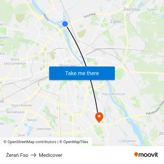 Żerań Fso to Medicover map
