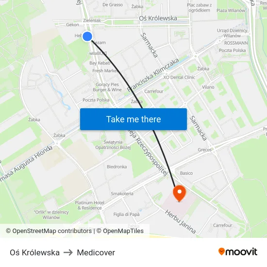 Oś Królewska to Medicover map