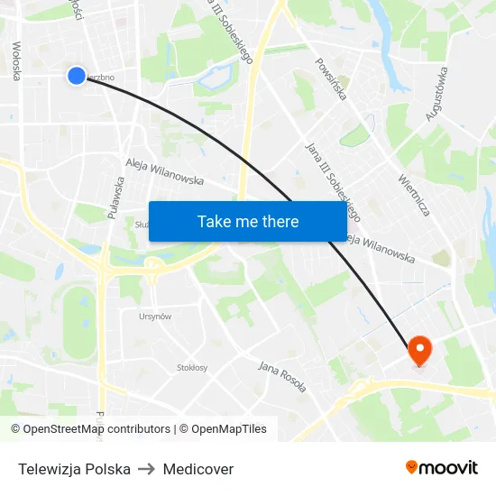 Telewizja Polska to Medicover map
