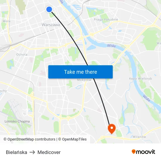 Bielańska to Medicover map