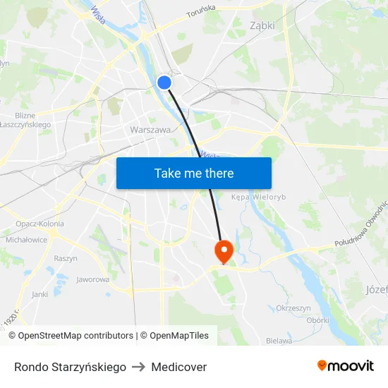 Rondo Starzyńskiego to Medicover map