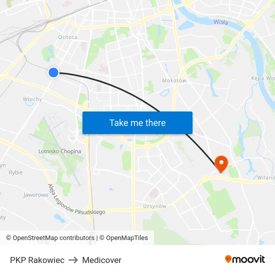 PKP Rakowiec to Medicover map