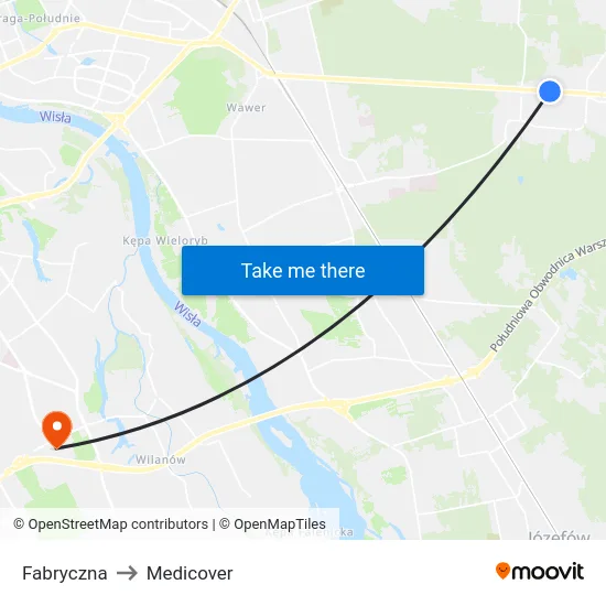 Fabryczna to Medicover map