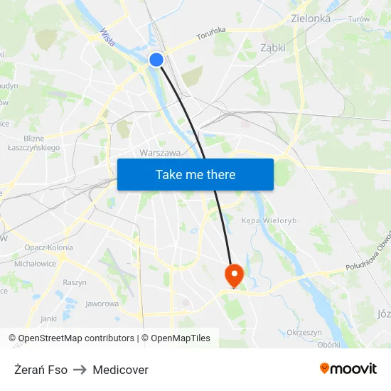 Żerań Fso to Medicover map