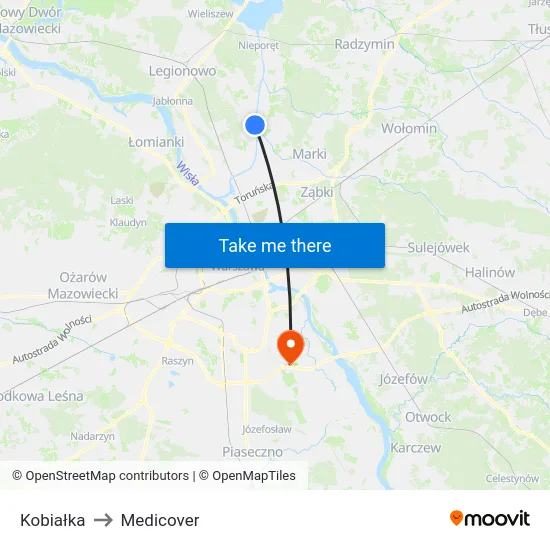 Kobiałka to Medicover map